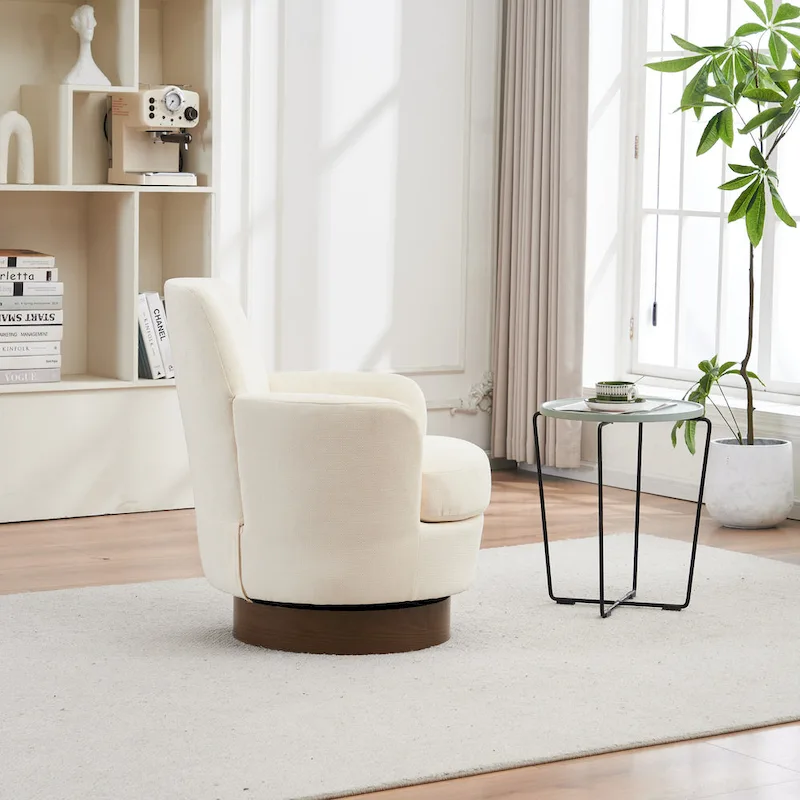 29.3 Upholstered Swivel Barrel Chair with Stainless Steel Base