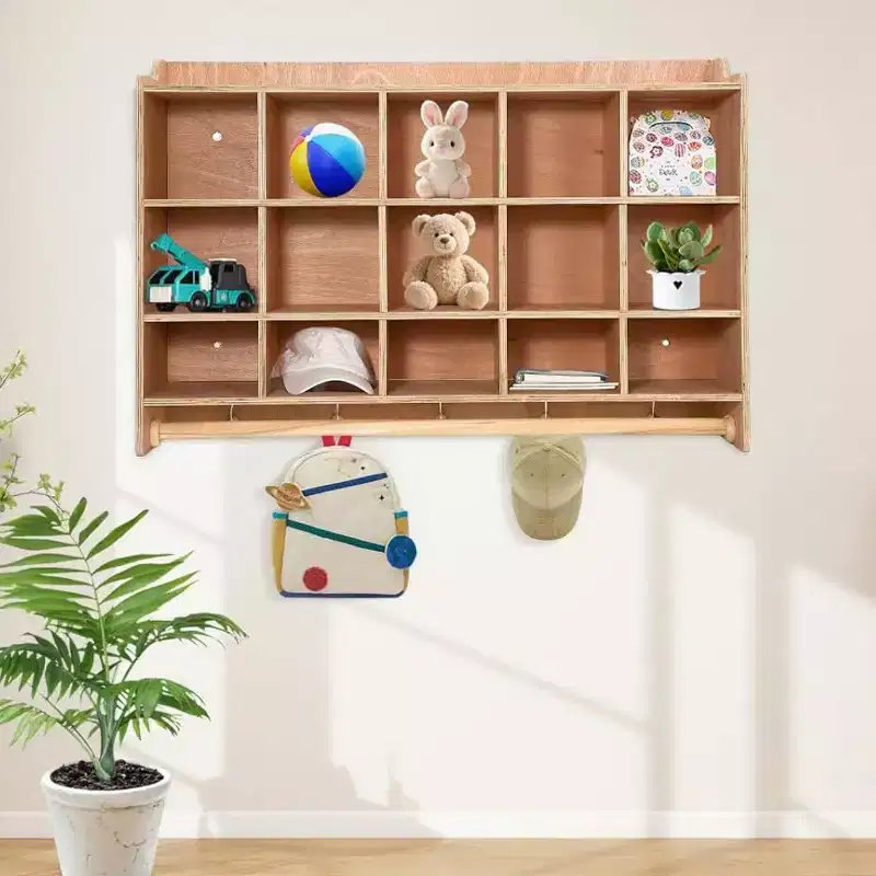 GustoWave 15 Cubbies Storage Organizer with Hooks and Shelf for Kids Toys