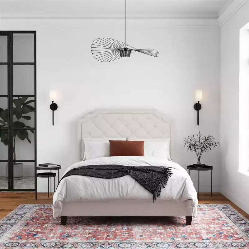 Upholstered Platform Bed with Tufted Headboard
