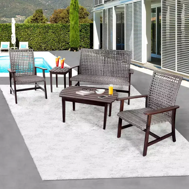 Jiallo Vineyard Collection Conversation set Armchair, Loveseat, End Table and Coffee Table