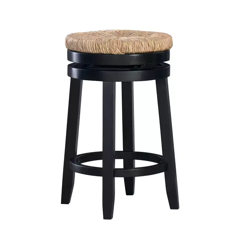 Swivel Backless Counter Height Barstool with Jute Seat