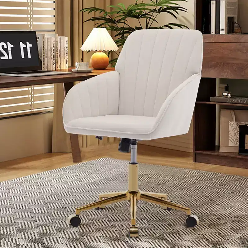 Okak Modern Ergonomic Adjustable Home Office Desk Chair with Wheels,Velvet Swivel Task Chair for Office,Study,Studio