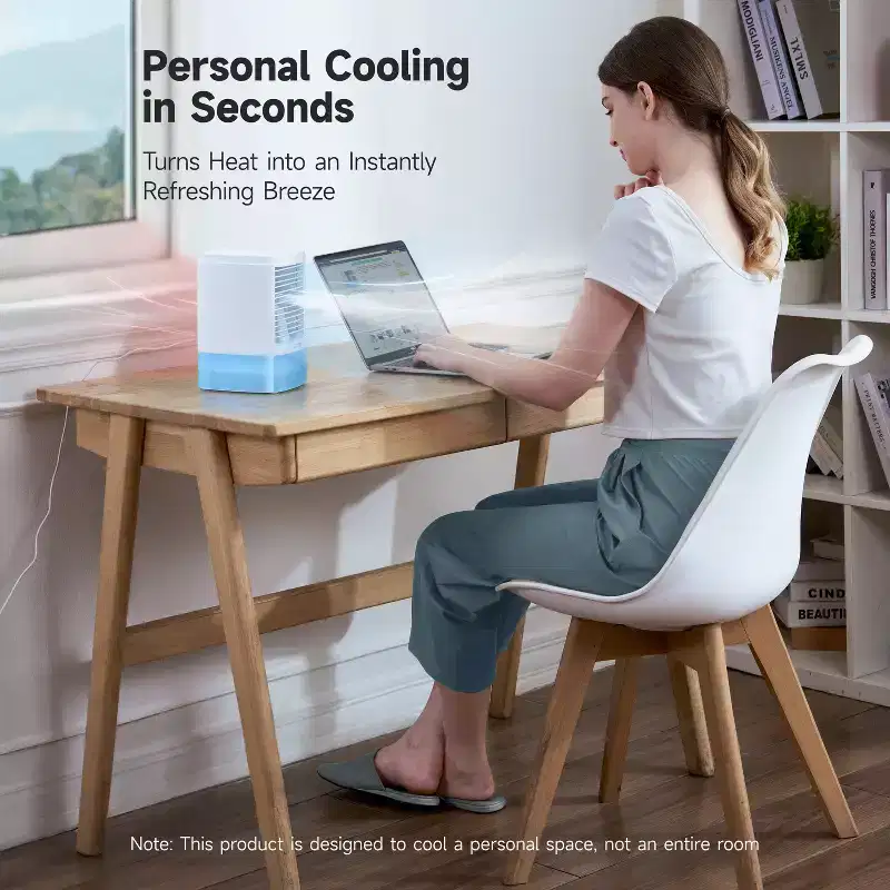 HiCOZY Portable Air Cooling Fan with Mister, Mini AC Air Cooler Humidifier for Desktop
