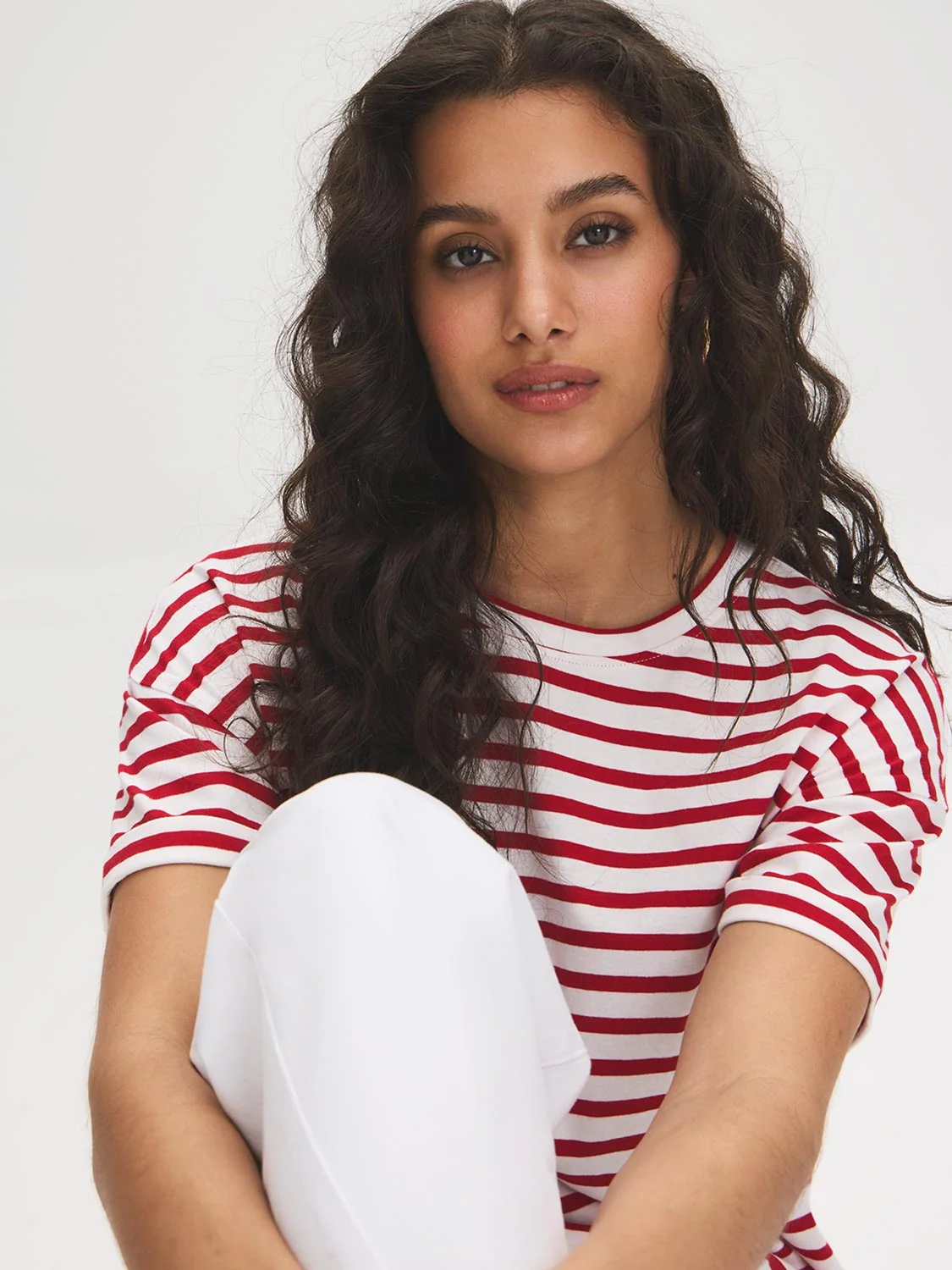Striped Cotton Crew Neck Tee