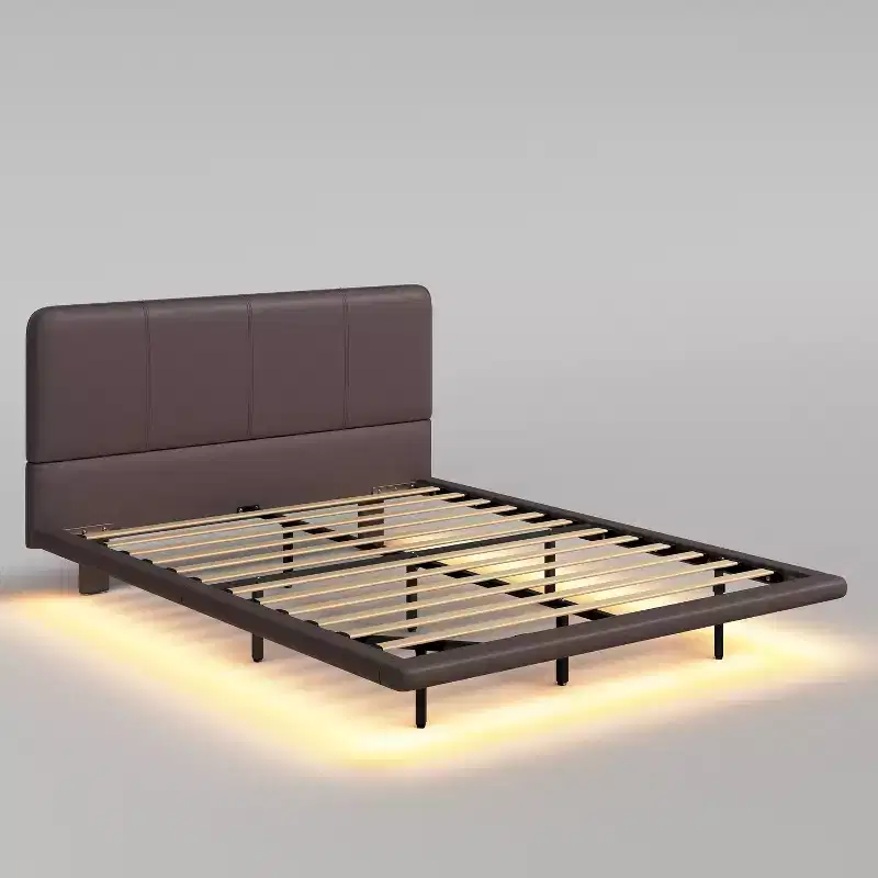 Christopher Knight Home Korli Full Size Modern Upholstered Floating Bed with LED Lighting