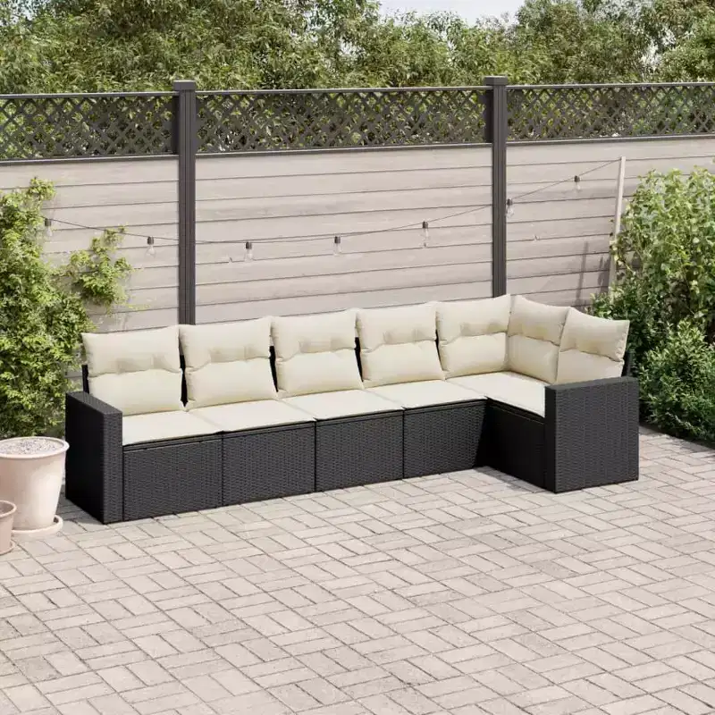 vidaXL Garden Sofa Set Black, Cream white