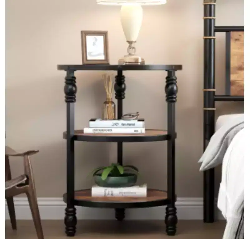 Vintage Style Side Table with Roman Column & Gourd Details for Living Room