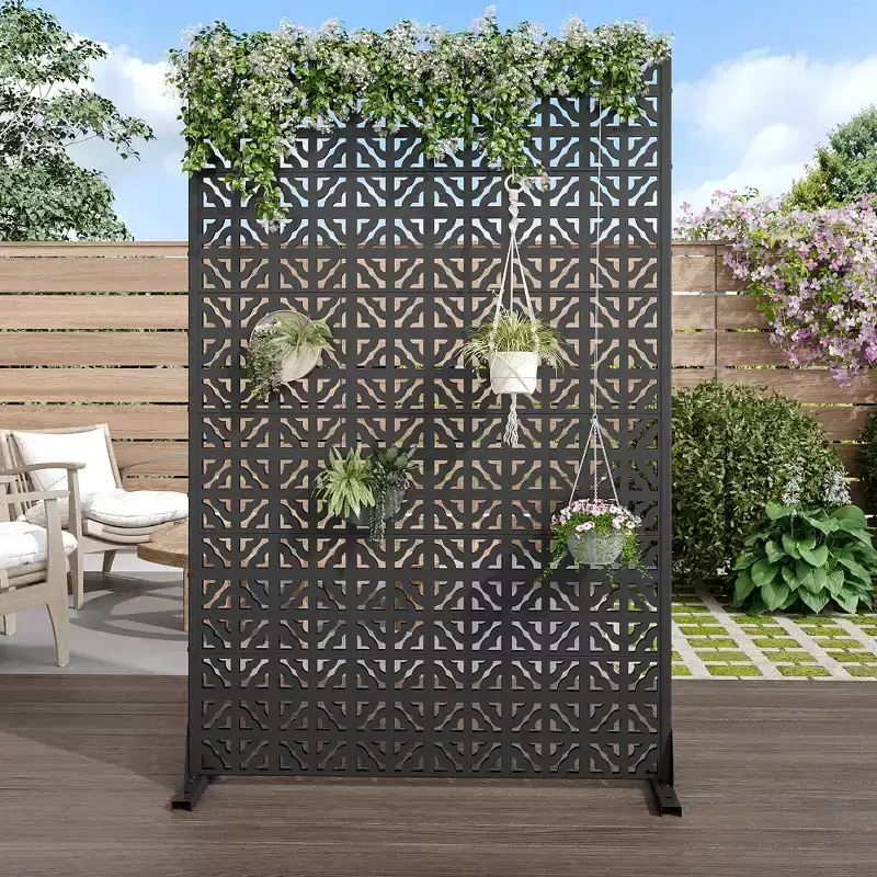 MAYEERTY 72x47 Black Outdoor Natural Privacy Panel Screen, 6 Piece Set Natural Folding Divider for Backyard and Garden