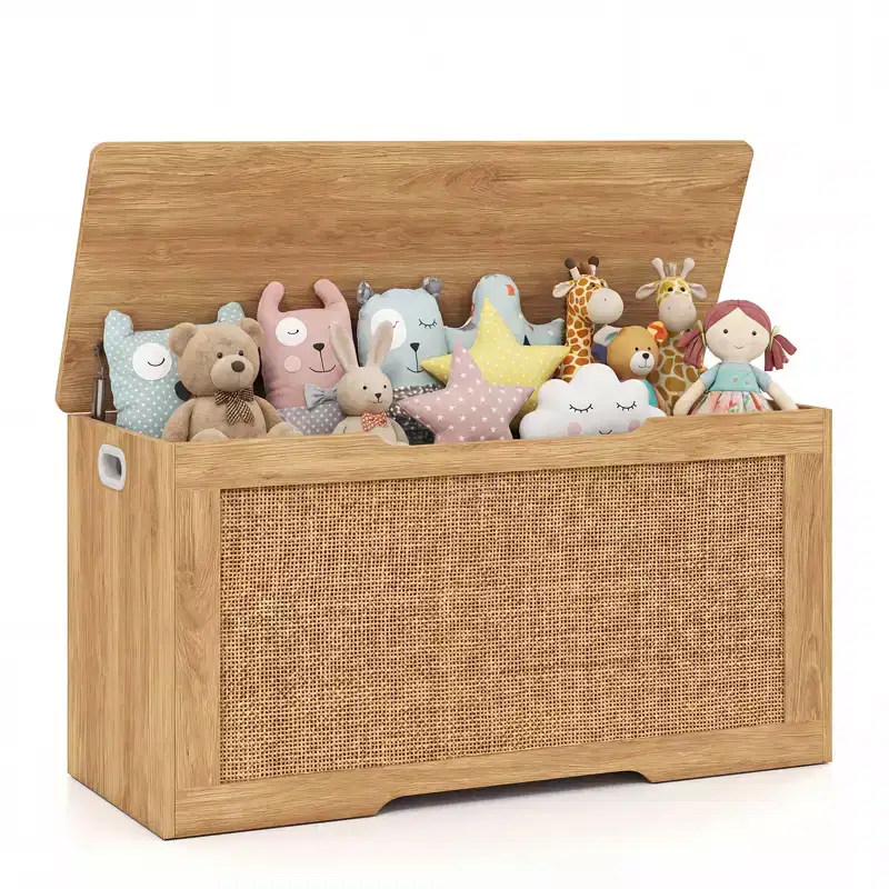 Costway Kids Storage Bench, 40 Toy Box with Flip Top, 2 Metal Hinges and Side Handles
