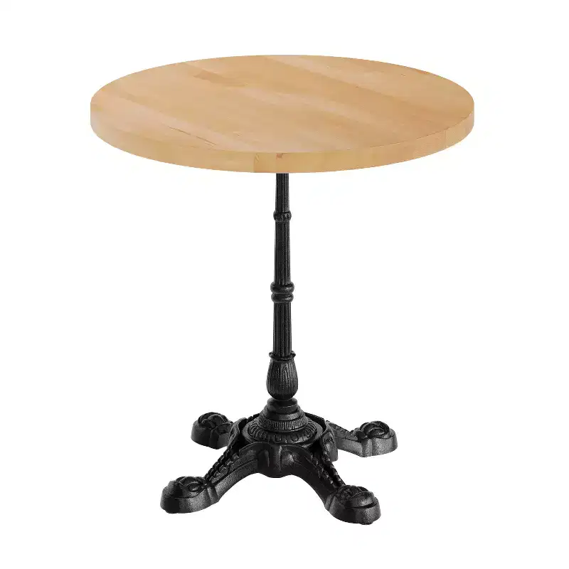 Flash Furniture Bennett Round Solid Wood Commercial Indoor Tabletop with 22.75 x 22.75 Rust-Resistant Cast Iron Decorative Bistro Table Base
