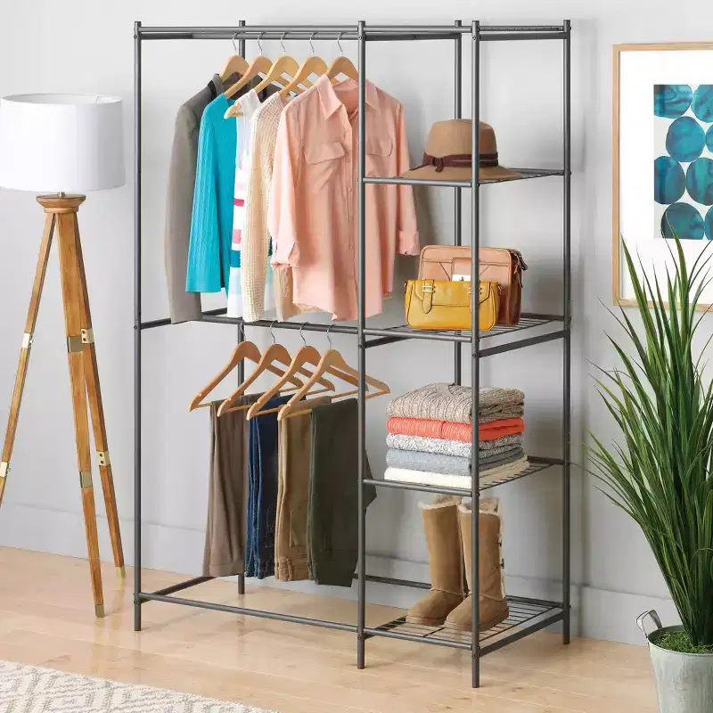 Whitmor Gunmetal Double Rod Closet All Metal Gray