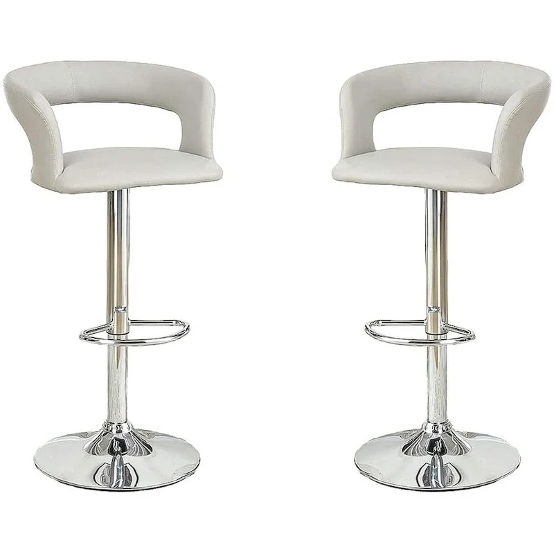 Counter Height Bar Stool Set of 2, Adjustable Swivel Bar Stool with Hollow Back, Kitchen Island Stools with Armrests
