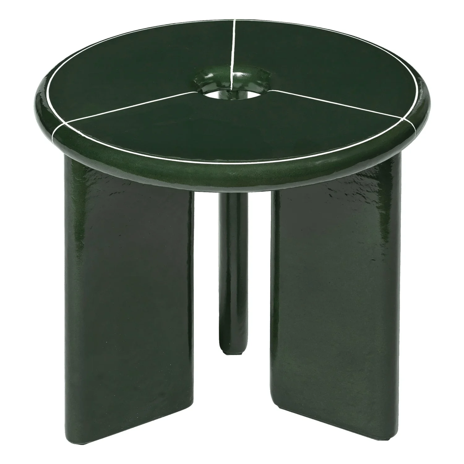 Artisan Fibre Concrete Side Table with Glazed Segmented Top for Indoor & Outdoor Spaces
