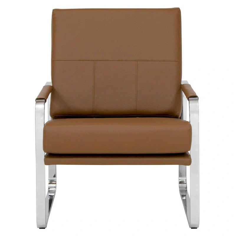 Allure Metal and Blended Leather Modern Accent Arm Chair