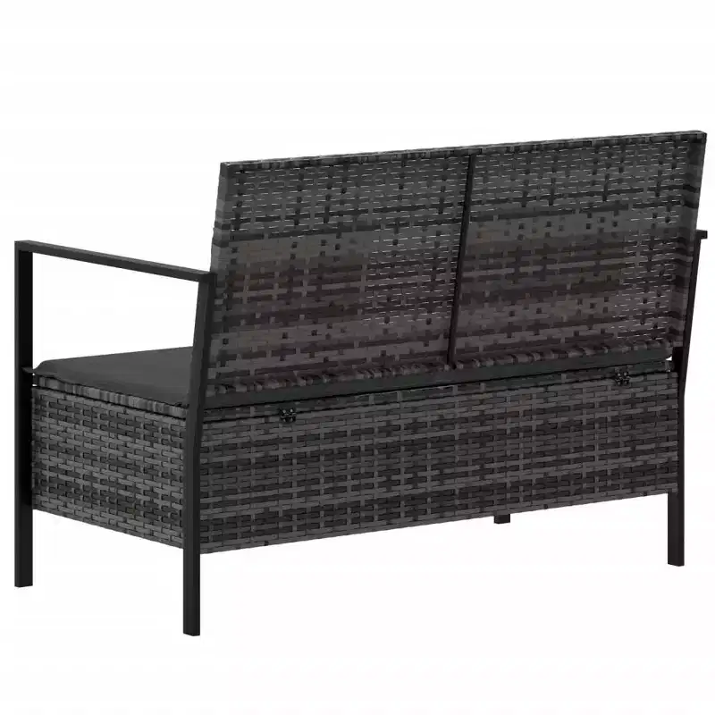 vidaXL Garden Bench Black PE rattan 2-Seater Garden Bench Rectangular
