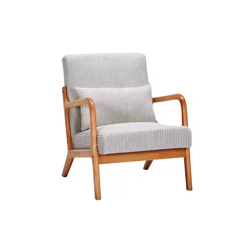 GDFStudio Sigrid Mid-Century Modern Upholstered Solid Wood Arm Chair with Pillow