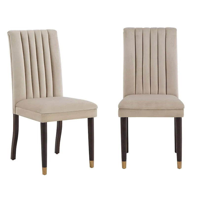 Velvet Channel Back Dining Chairs Set of 2 | Upholstered | Modern Accent Chair
