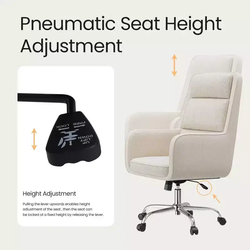 Adjustable Office Chair with 360 Swivel, Premium Chenille Upholstery, Spring-Foam Cushion, and Quiet Rollerblade Casters