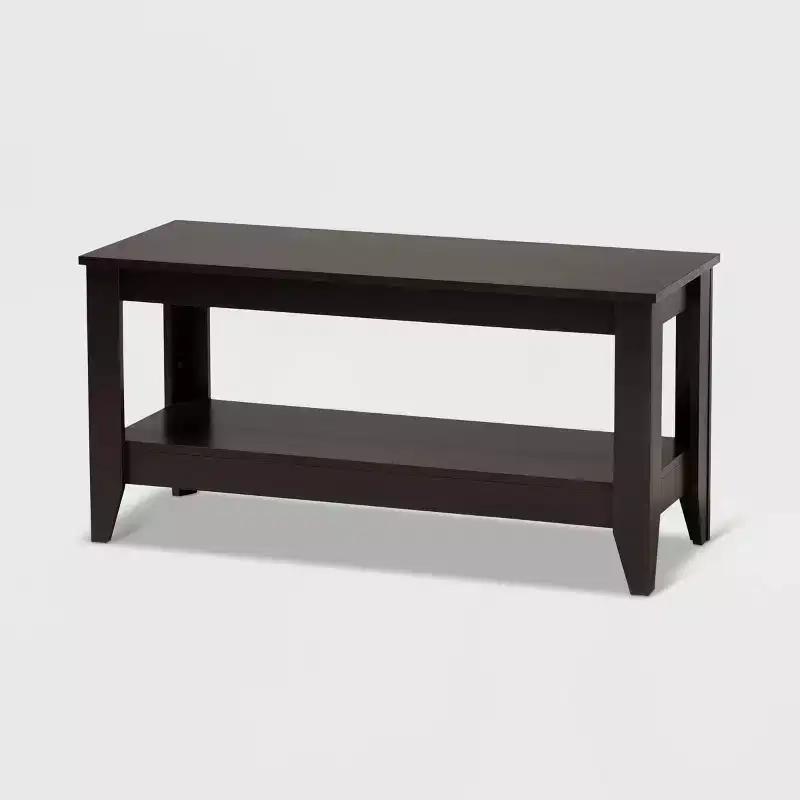 Elada Wenge Wood Coffee Table Dark Brown - Baxton Studio: Lower Shelf, Elegant Tapered Legs, Modern Design