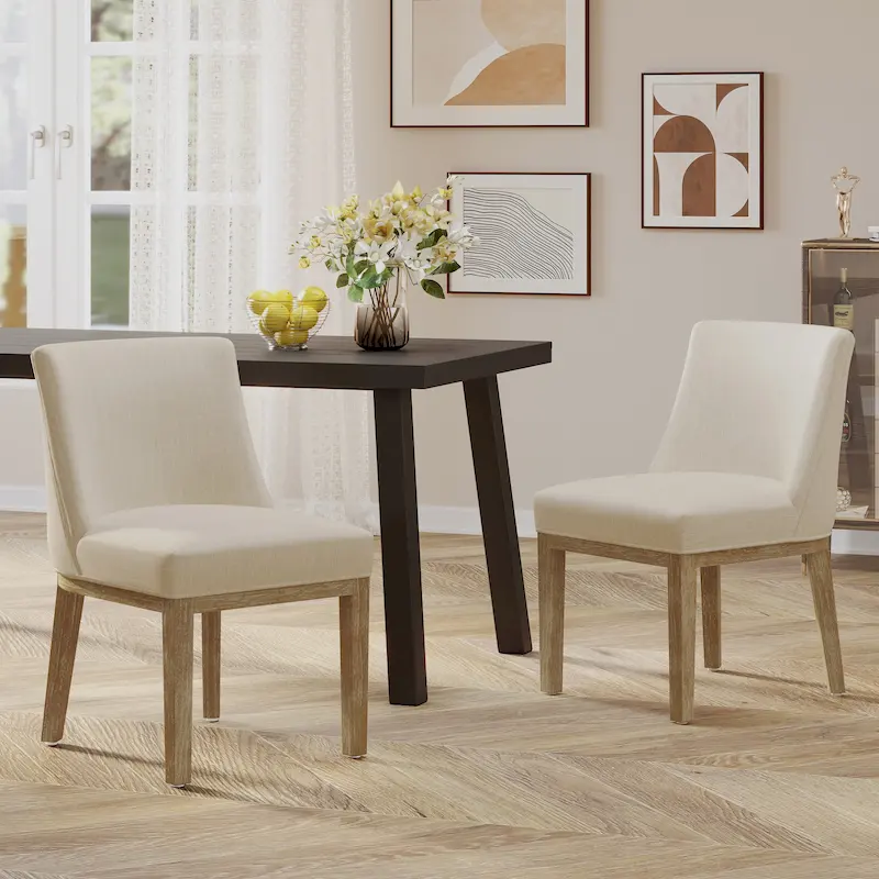 Camas Fabric Upholstered Wood Dining Chairs (Set of 2) by Christopher Knight Home