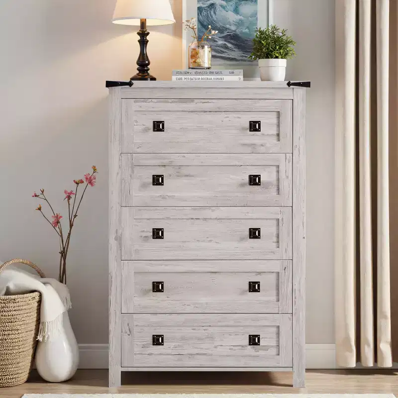 6-Drawer Double Dresser, Rustic Wood Wide Chest of Drawers for Bedroom, Living Room, Hallway