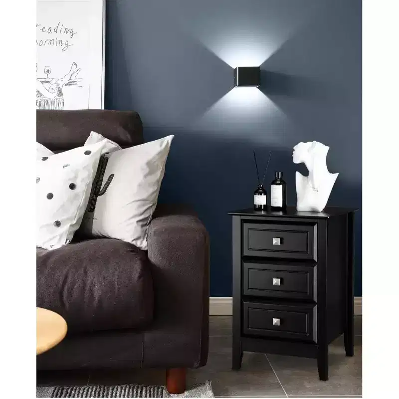 Bonnlo Upgraded Black Nightstand with Drawers, Night Stands for Bedrooms, Modern Bed Side Table