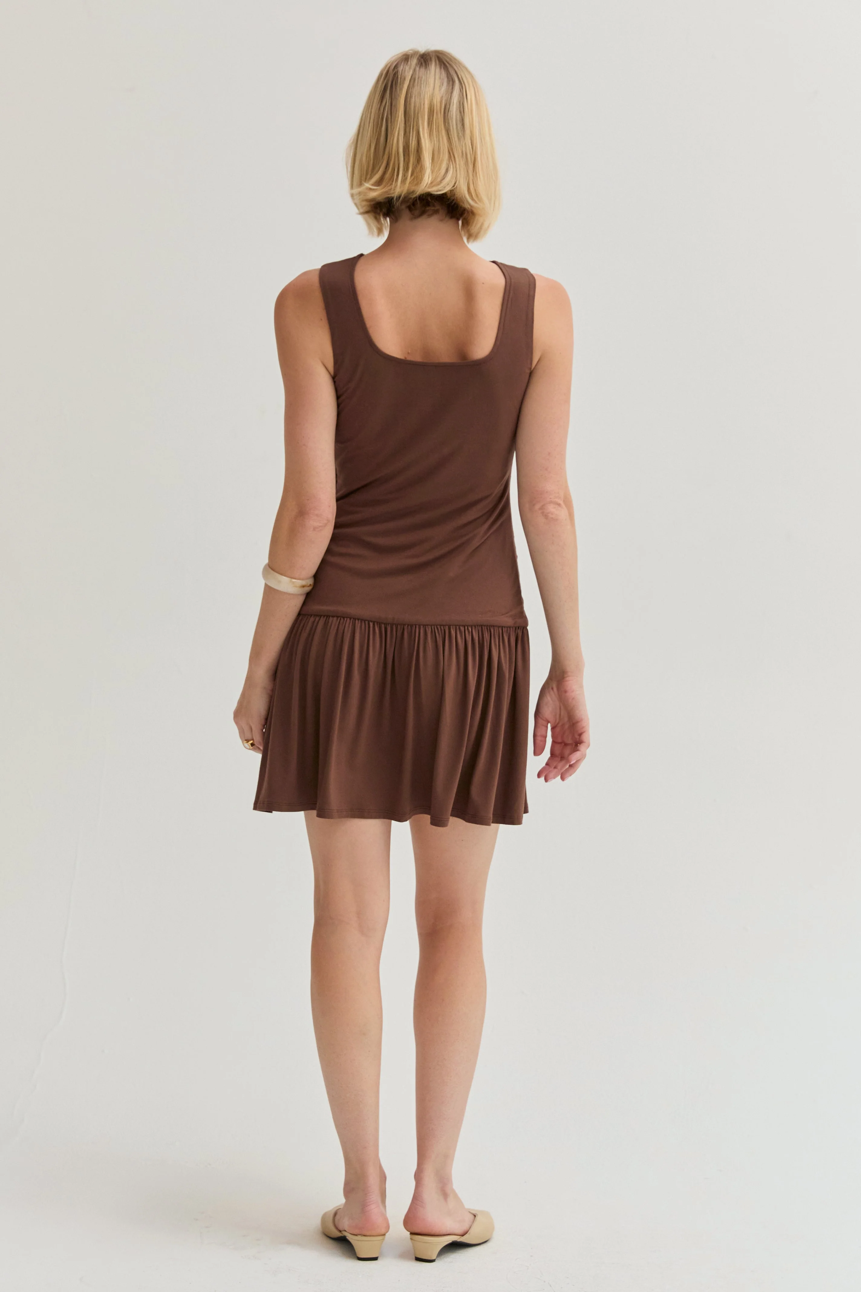 Ruched Knit Mini Dress