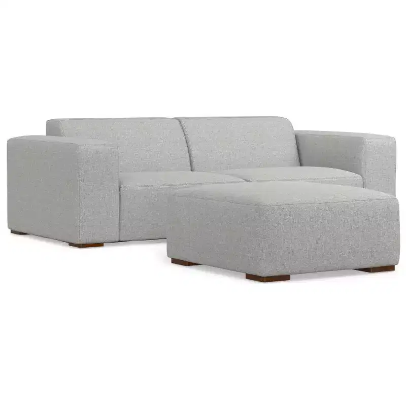 WyndenHall Biggs 2 Seater Sofa and Ottoman Pale Gray
