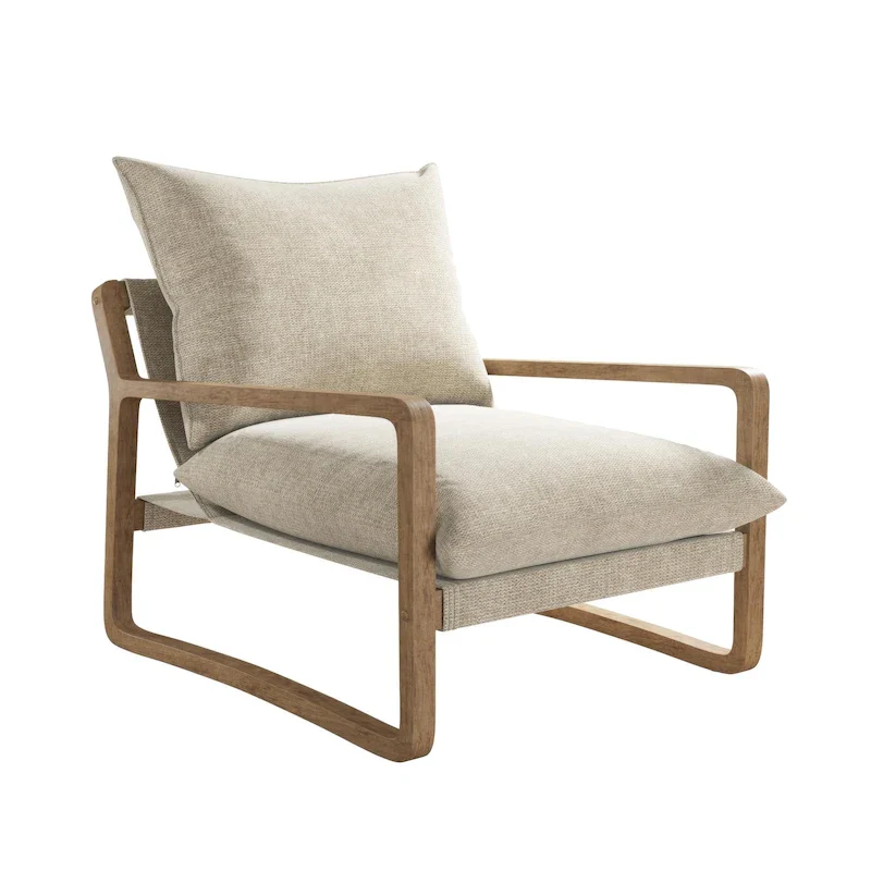 Linen Sling Accent Chair – Ivory / Navy, Seats 1