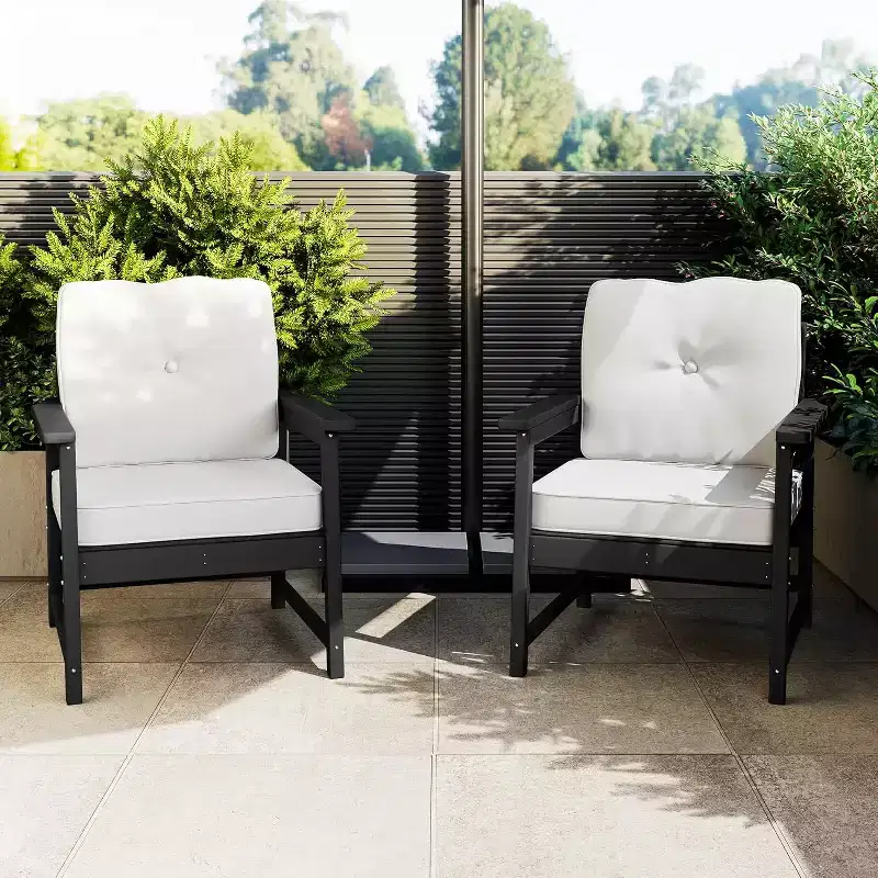 COZONY 2-Piece Outdoor Patio Chair Set with Thick Cushions, All-Weather HDPE Club Chairs