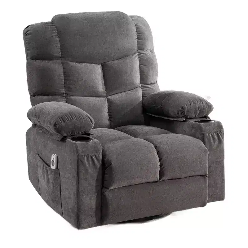 37 Gray Faux Leather Heated Massage Lift Assist Recliner With USB