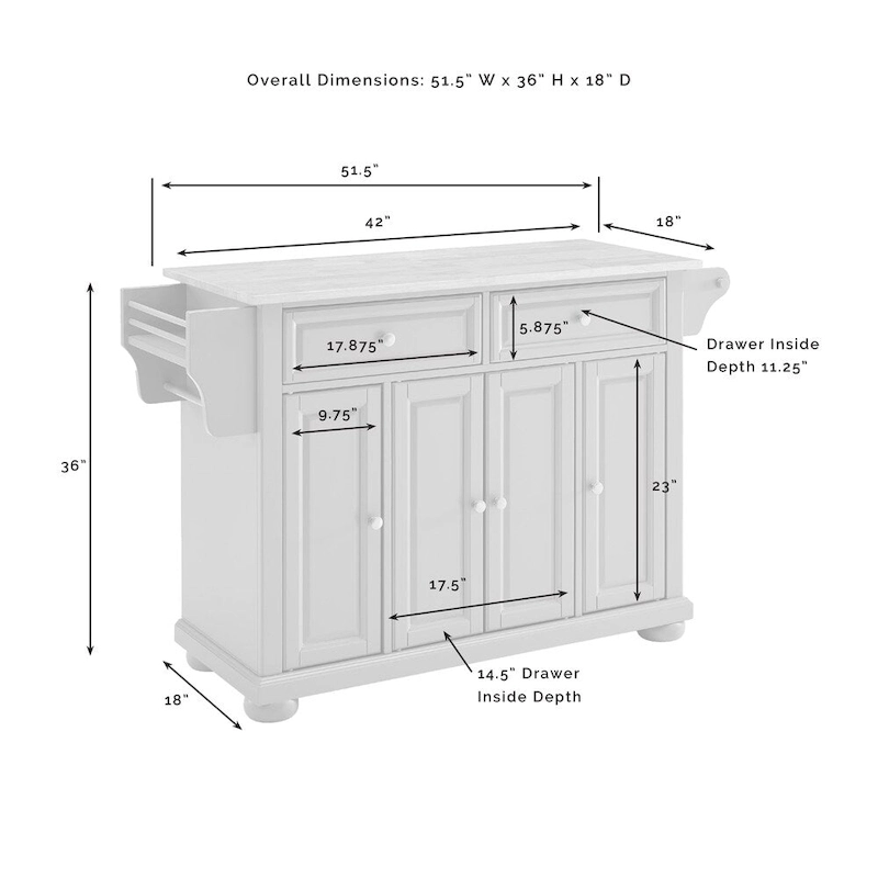 Crosley Alexandria Granite Top Kitchen Island - 18d x 51.5w x 36h