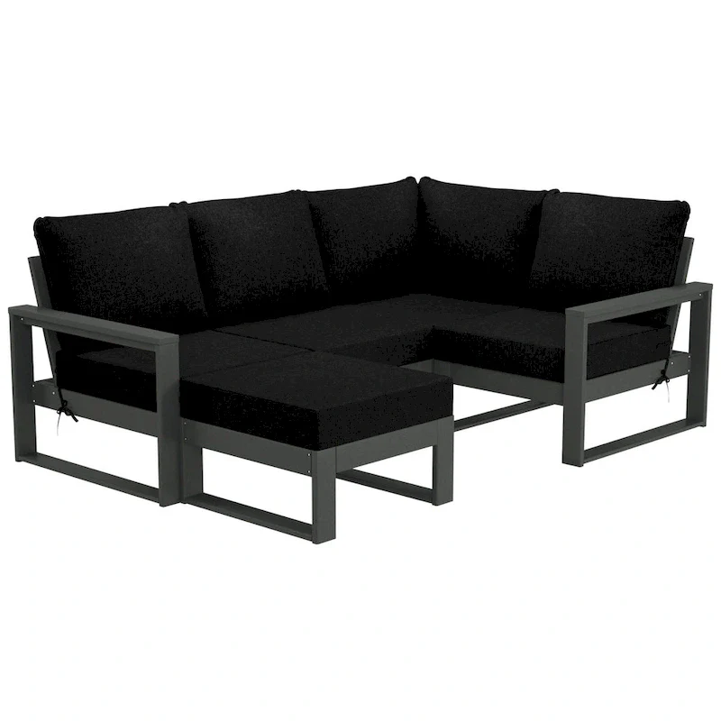 Polytrends Endless Patio 5-Piece Deep Seating Set with Ottoman with Gray Frame