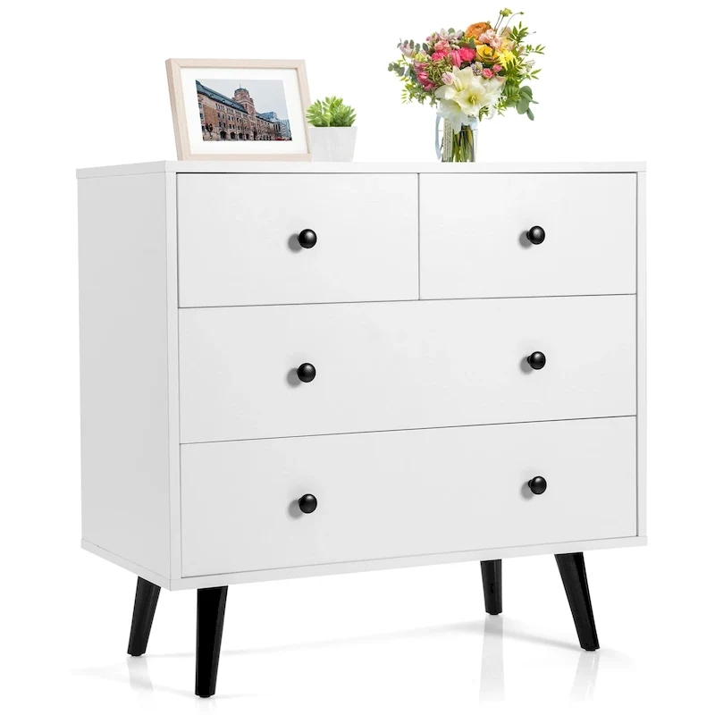 Gymax 4-drawer Storage Dresser Chest of Drawers Storage Cabinet