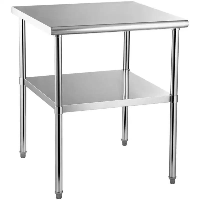 Stainless Steel Prep Table, 30 x 30 x 36 Inch, 800lbs Load Capacity Heavy Duty Metal Worktable with Adjustable Undershelf & Feet