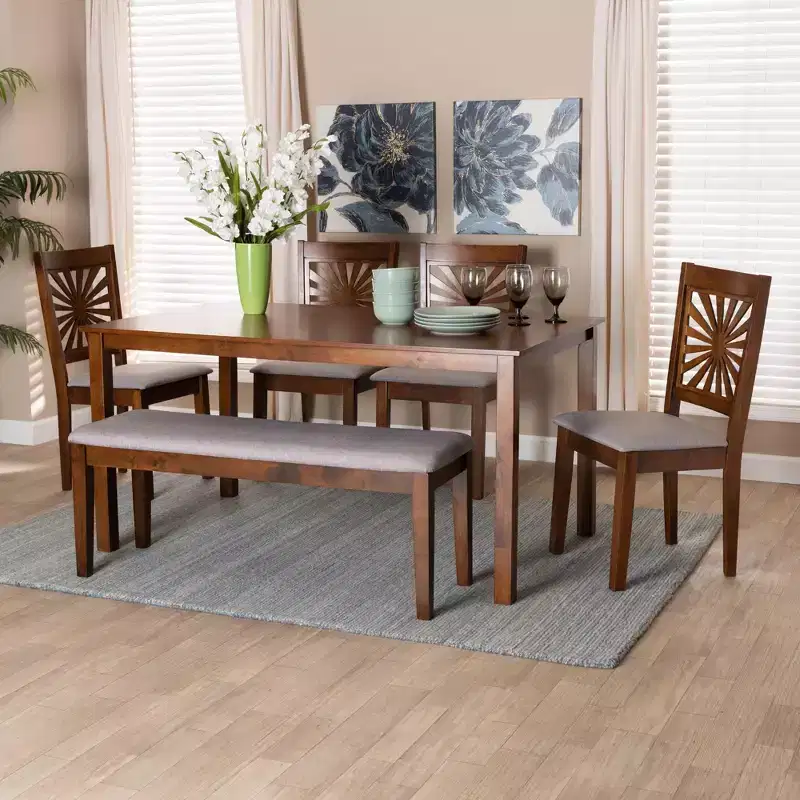 Baxton Studio Olympia Modern Fabric and Wood Dining Set