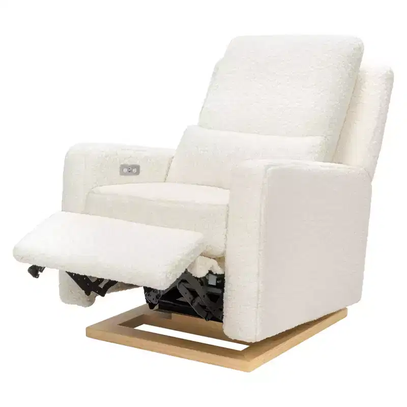 Babyletto Sigi Electronic Recliner and Glider with USB Port | Light Wood Base