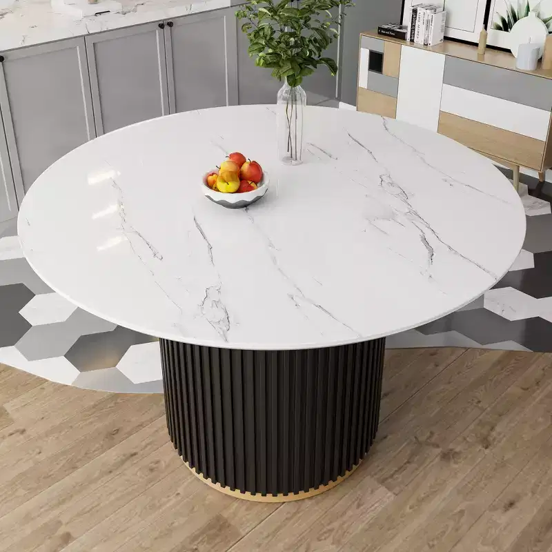 Modern 46 Inch Round Faux Marble Dining Table