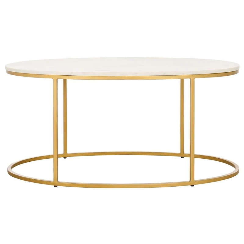 Marble Coffee Table (Fully Assembled) - 39 In. W x 21 In. D x 18.3 In. H - 39Wx21Dx18H