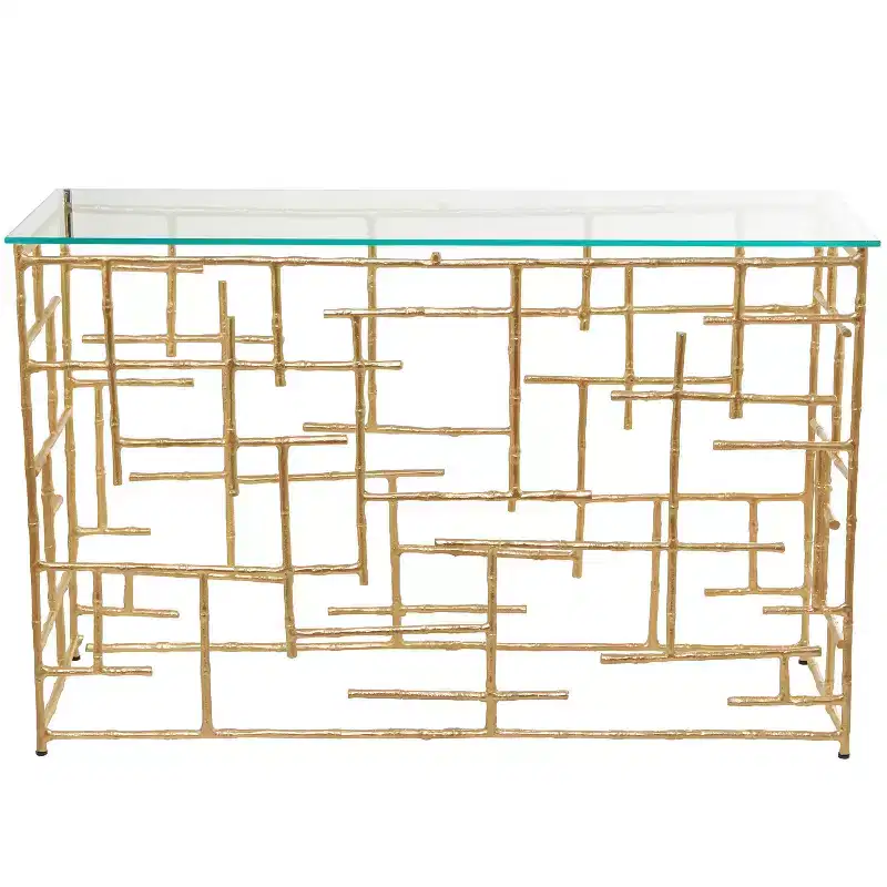 Contemporary Aluminum Console Table Gold