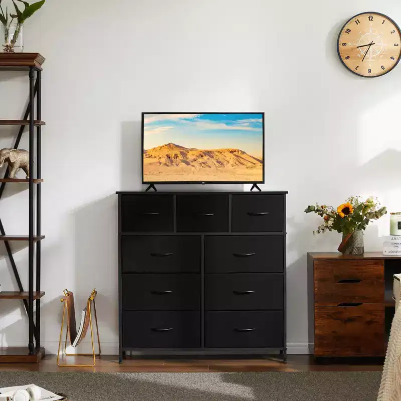 9-Drawer Fabric Dresser with Metal Frame