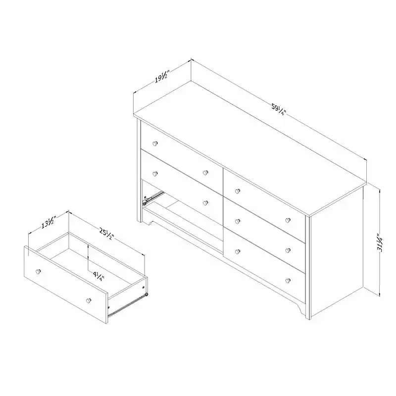 6-drawer Dresser - Pure White