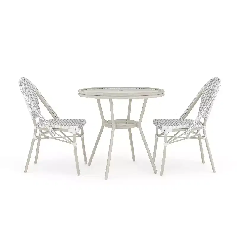 Martha Stewart Lily Pond Indoor-Outdoor Bistro Dining Table with 2 Stackable Bistro Chairs