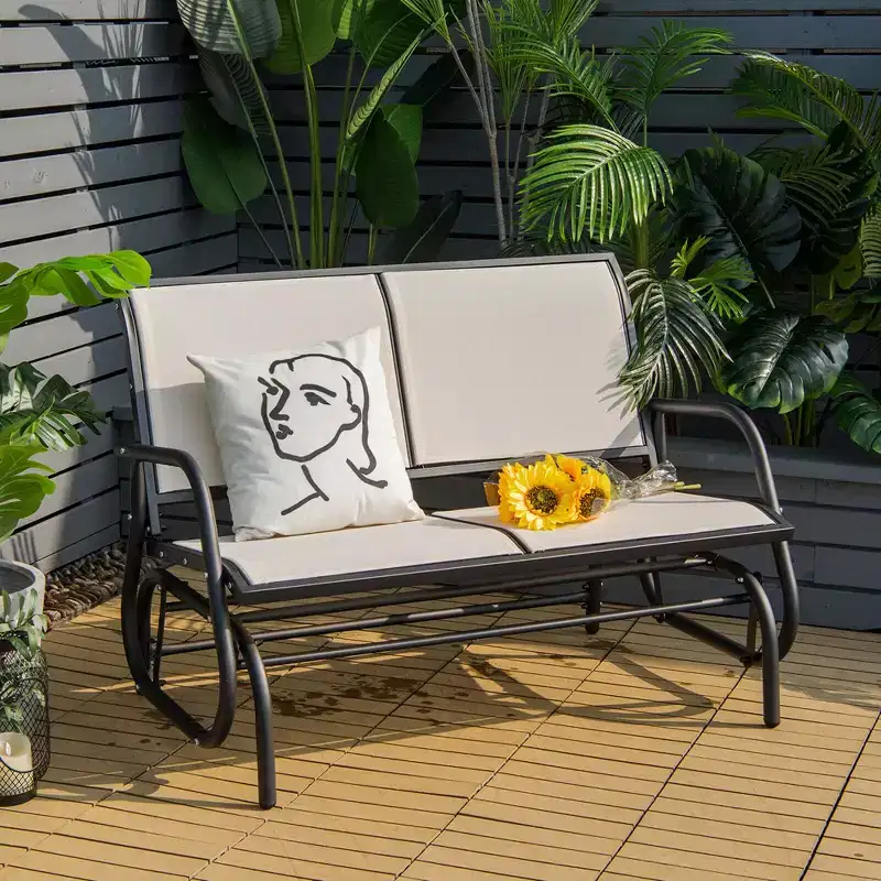 Costway Patio Swing Glider Bench Loveseat Rocking Chair Backyard Poolside
