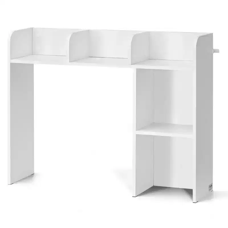 VIYET 29 2-Tier Desktop Bookshelf - White Wood, Anti-Slip Feet Pads
