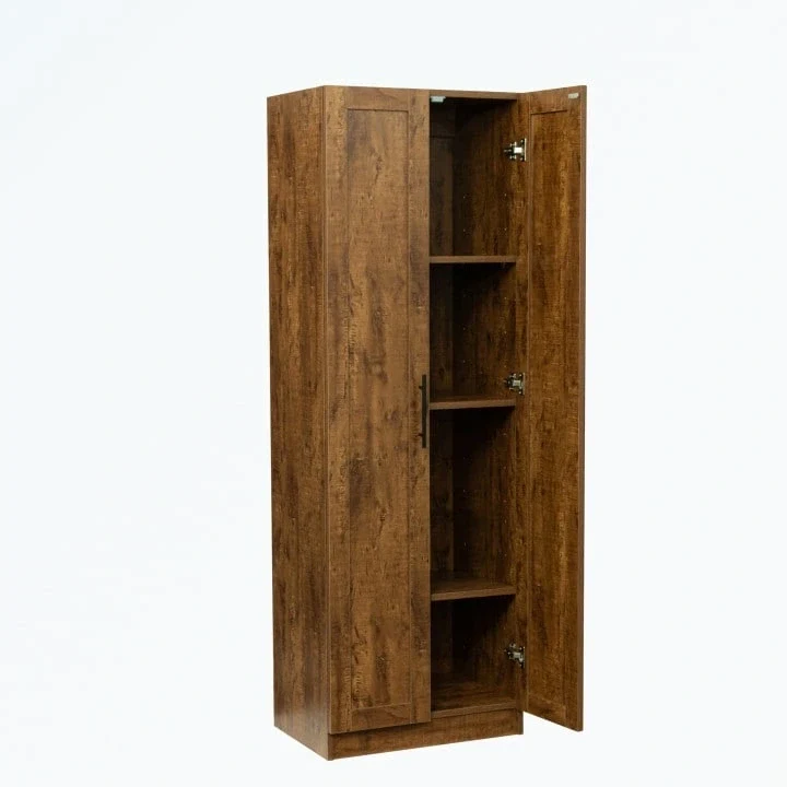 2-Door 3-Shelf Wardrobe with Textured Veneer