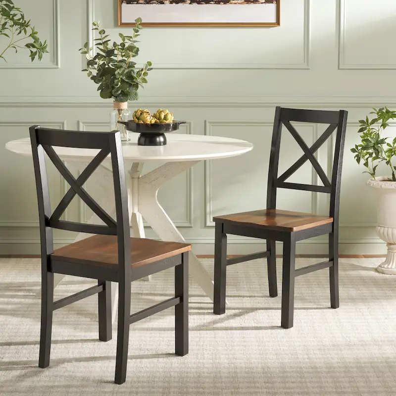 SAFAVIEH Concetta White/Natural Dining Chair - 17.5 W x 19.5 L x 37 H - 18W x 20D x 37H