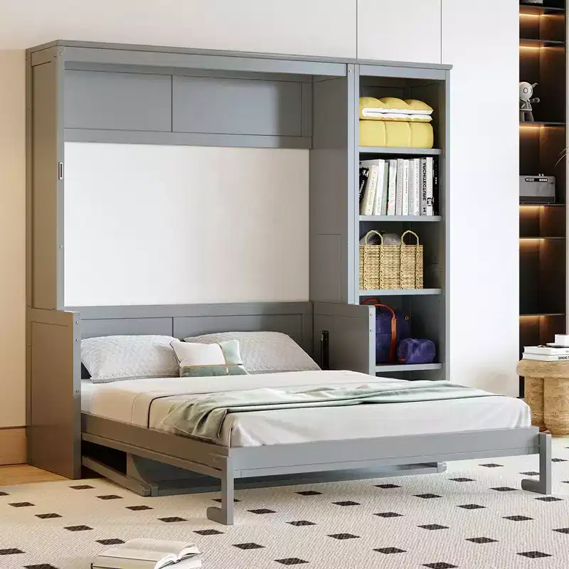 Murphy Bed with Fold-Out Desk and Bookshelves