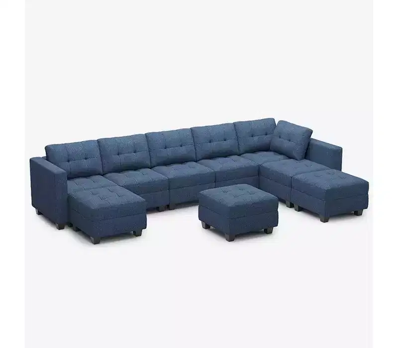 Modular Weave Sofa with Storage Seat & Ottoman – 8 Seats + 8 Sides