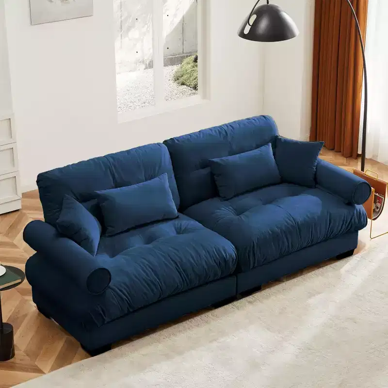 Christopher Knight Home Bernal 93.7 Modern 2 Seat Velvet Round Arm Sofa with Pillows